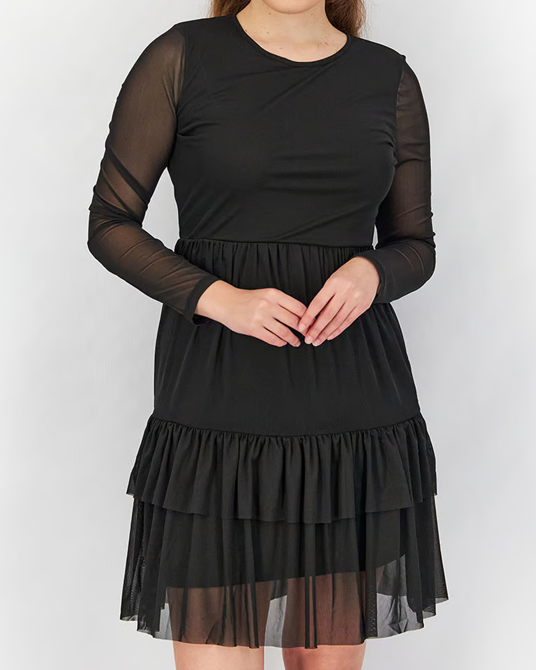 Fustan i Zi A-Line me Shtresa Tulli - i Zi