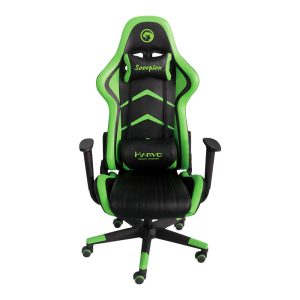 Karrige Gaming MARVO Scorpion CH-106-GN / Rrotullim 360 shkallë / Ergonomike / PU dhe PVC / Mbështetësja 57x85cm / Ulësja 53x50x44-54cm / Lartësia e karrigës 125-135cm / 150kg / E gjelbër dhe E zezë