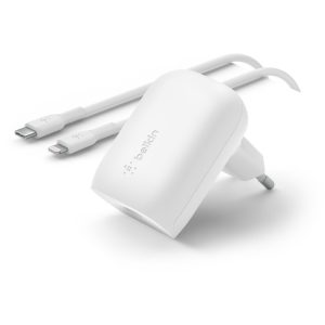 Adapter Belkin 30W USB-C PD dhe PPS me kabllo Lightning 1m